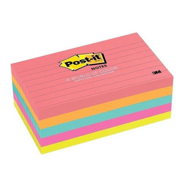 Classroom Creations Office Products  Sticky note Notes; 3 In x 5 In; Cape Town Collection; Lined; 5 Pads Per Pack CL715949